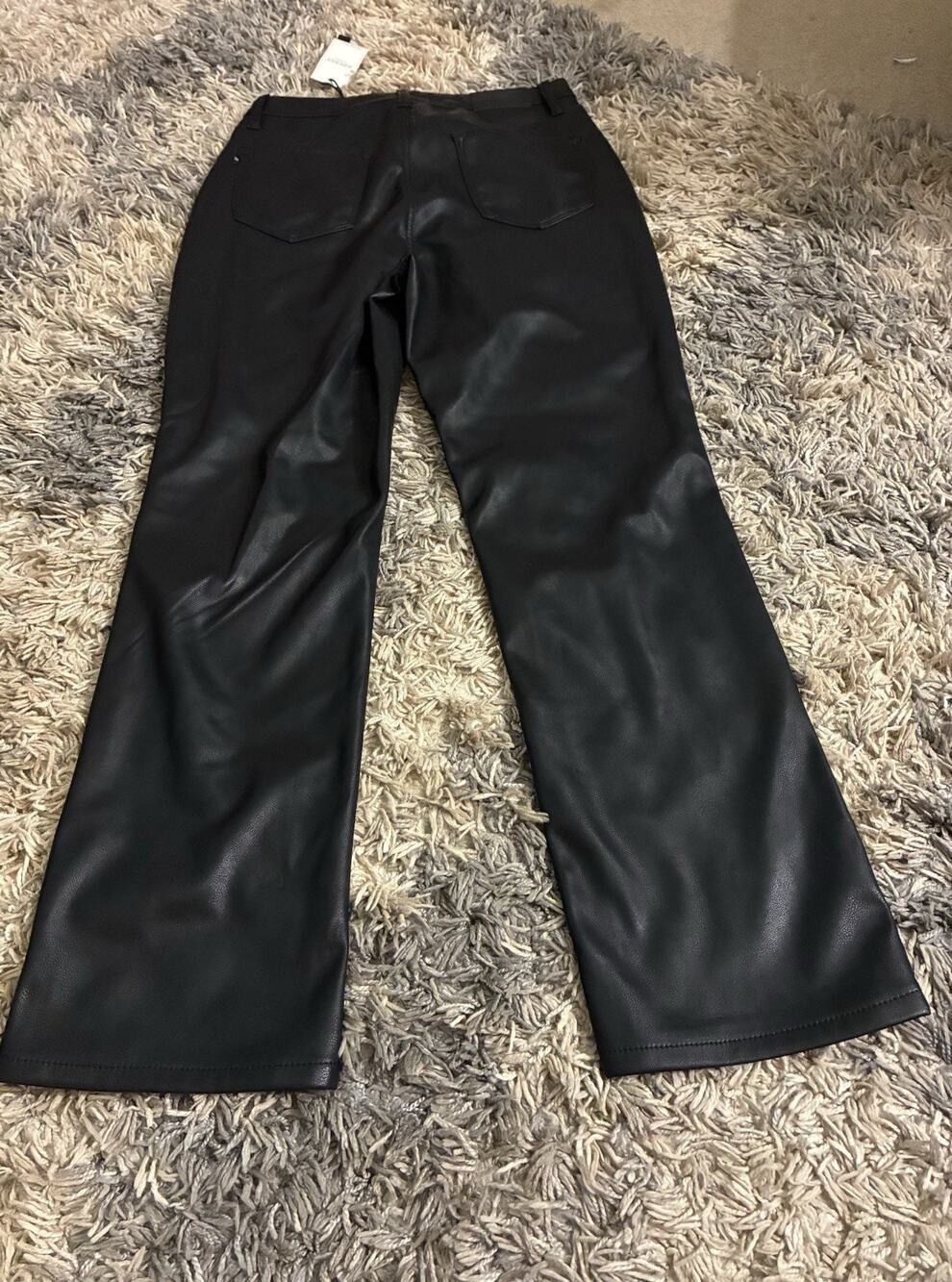 Judy Blue "Foxy" Tummy Control Black Vegan Leather Straight Leg Jeans 7/28